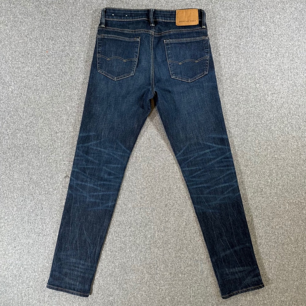American Eagle Jeans Mens 29x32 Ne(x)t Level Airflex Dark Indigo Distressed Slim - Picture 2 of 9